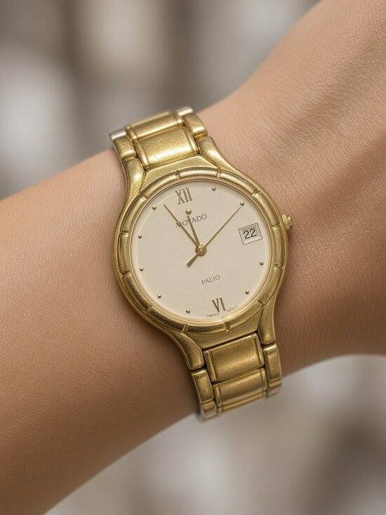 Movado Accessories - Movado Palio Ladies Two-Tone Watch 81.97.863H Cream Dial Date Swiss Quartz Box